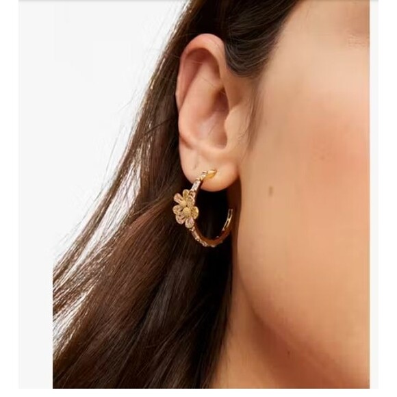Kate Spade Fleurette Hoops NWT $98 - Picture 2 of 4